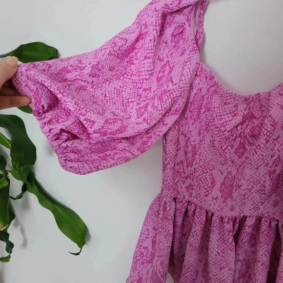 STINE Goya Aida Irene snakeskin pink top puffer sleeves fancy top blouse XXS - Picture 6 of 9